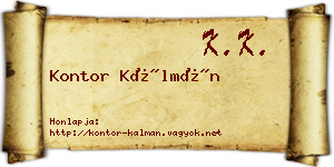 Kontor Kálmán névjegykártya