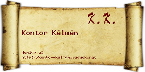 Kontor Kálmán névjegykártya